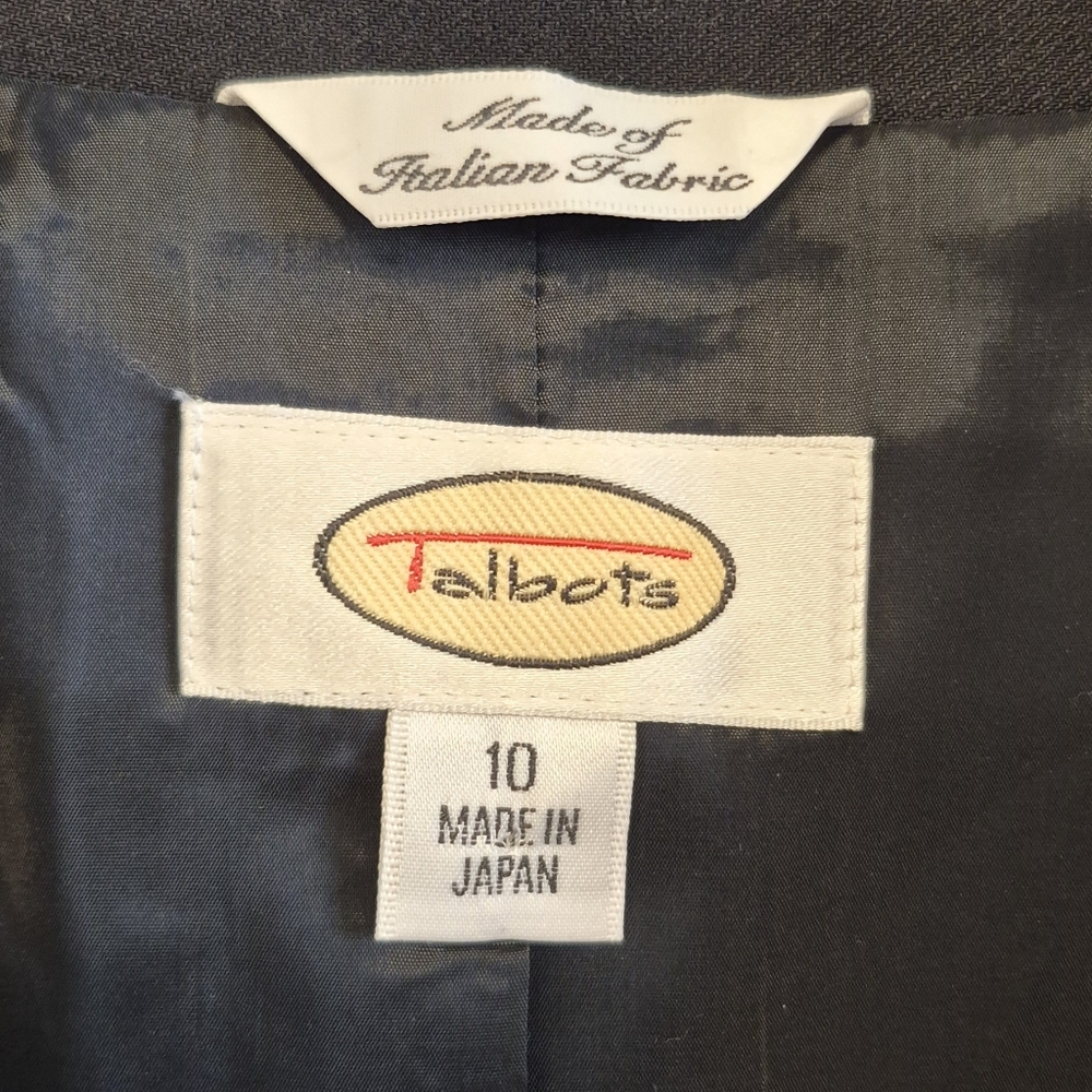 Vtg Talbots Wool Blazer Black Three Button Jacket Y2K Made In Japan Size 10 - Picture 10 of 12